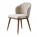 Chaise de salle à manger 59 x 60 x 82 cm en tissu beige et bois brun avec dossier côtelé