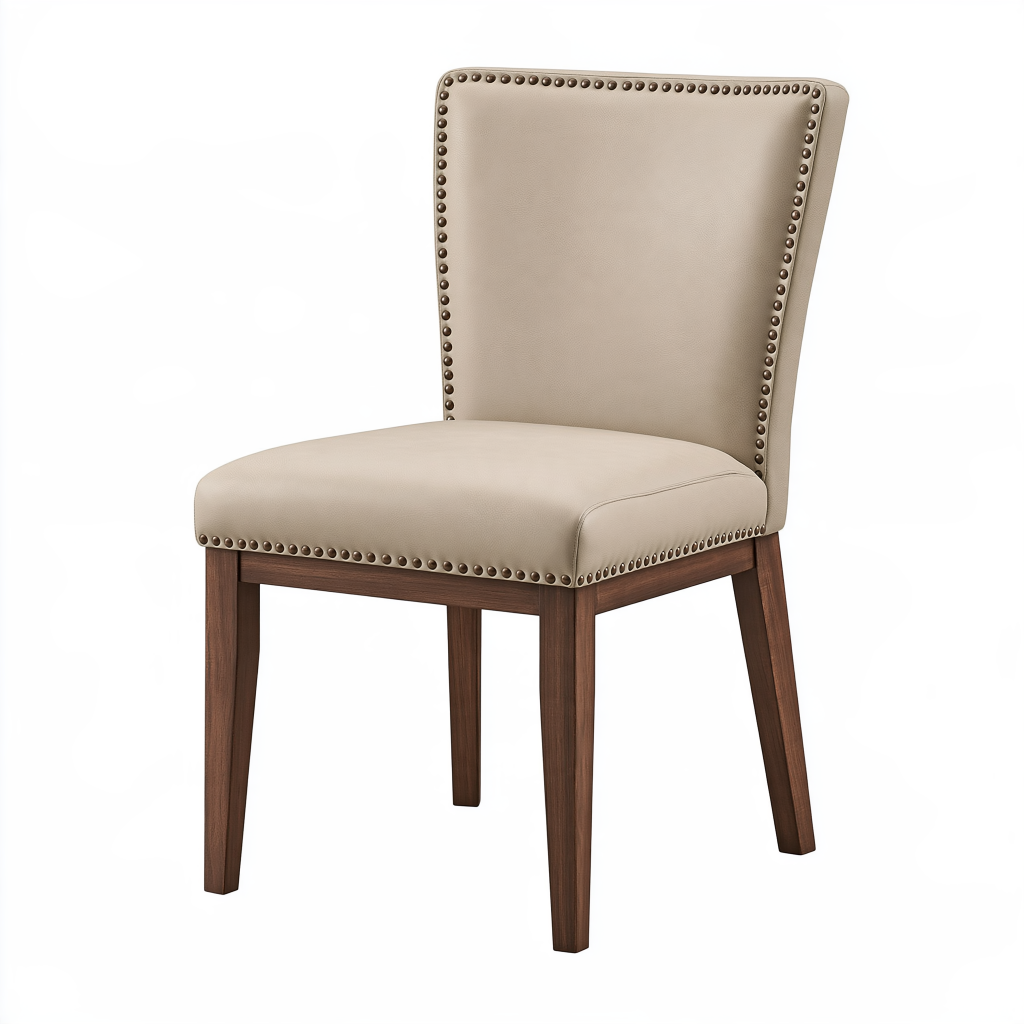 Chaise de salle à manger 50 x 60 x 95 cm beige aspect cuir style classique