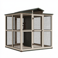 Enclos extérieur pour chat 180 x 120 x 180 cm en bois et métal beige et noir avec toit