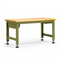 Établi 120 x 60 x 90 cm en bois et acier vert olive réglable pour atelier