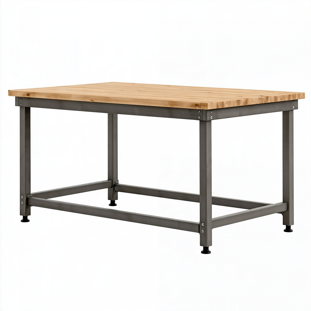 Établi 150 x 75 x 90 cm en bois et acier gris style industriel