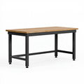 Établi 150 x 60 x 85 cm plateau en bois et structure en acier noir style industriel