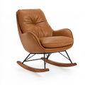Fauteuil à bascule 100 x 80 x 95 cm camel en revêtement aspect cuir avec piètement métal et bois
