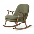 Fauteuil à bascule 68 x 95 x 98 cm en tissu vert et bois style rétro