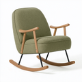 Fauteuil à bascule 70 x 75 x 100 cm tissu bouclette vert kaki bois style rétro
