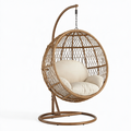 Fauteuil suspendu 105 x 105 x 195 cm en résine tressée marron pour détente style bohème