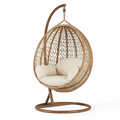 Fauteuil suspendu 105 x 105 x 195 cm en rotin brun et métal style bohème pour intérieur