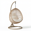 Fauteuil suspendu 105 x 105 x 195 cm en fibres tressées beige avec support - Style bohème