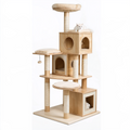Arbre à chat 80 x 60 x 170 cm en bois beige avec griffoirs et niches style naturel