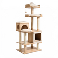 Arbre à chat 60 x 50 x 170 cm en bois beige avec poteaux en sisal et plateformes