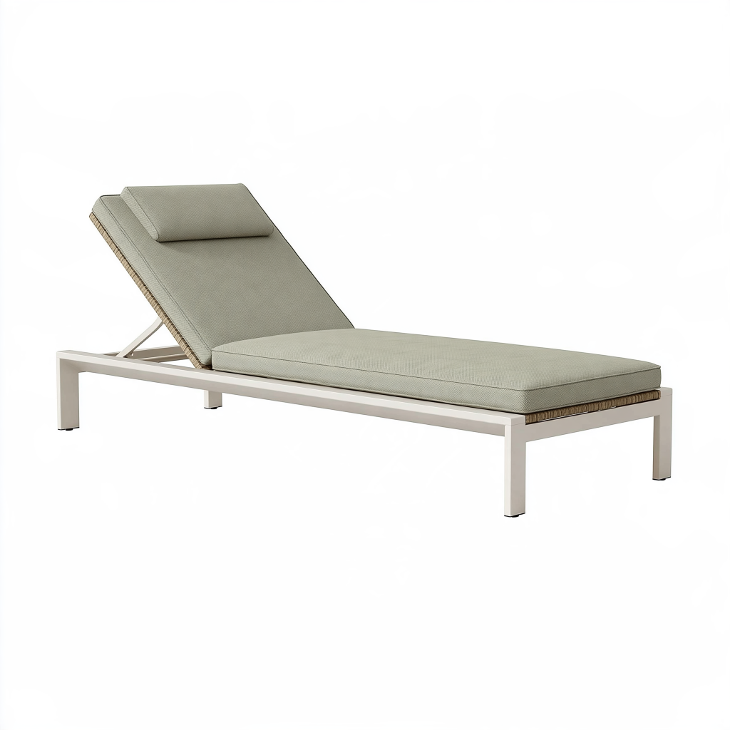 Chaise longue de jardin 200 x 70 cm en aluminium beige réglable