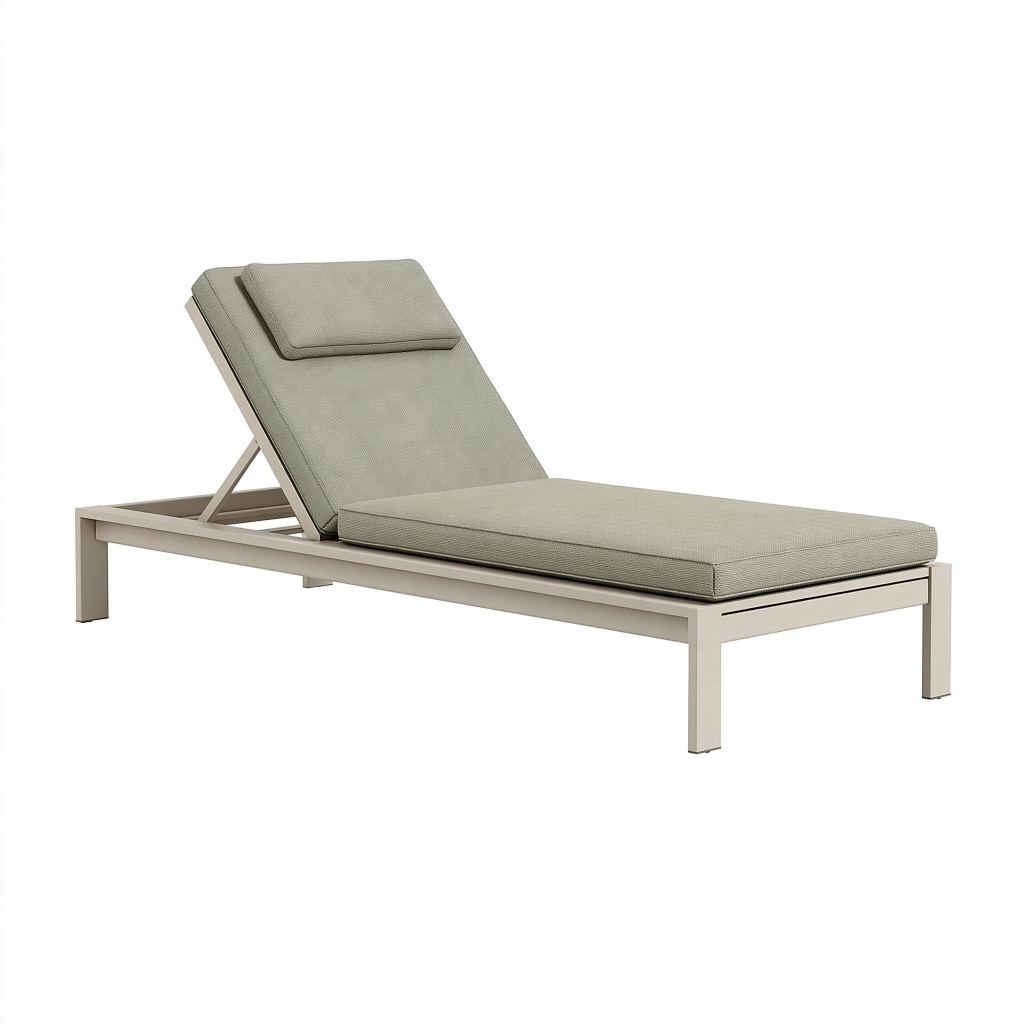 Bain de soleil 200 x 70 cm en aluminium beige avec dossier réglable pour extérieur