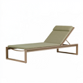 Bain de soleil 200 x 70 cm en aluminium kaki taupe avec dossier réglable