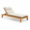 Bain de soleil 200 x 70 cm en bois beige réglable pour extérieur