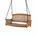 Balancelle de jardin 125 cm en bois marron avec chaînes style classique