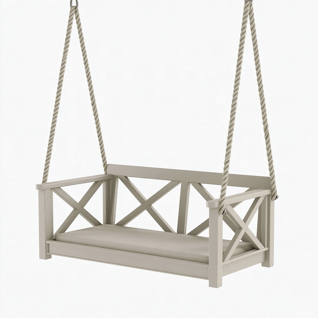 Balançoire de jardin 120 x 65 x 180 cm en bois beige avec cordes style croisé