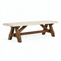 Banc de salle à manger 180 x 40 x 45 cm en bois brun et blanc style rustique