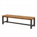 Banc de jardin 180 x 35 x 45 cm en bois brun et acier noir style industriel