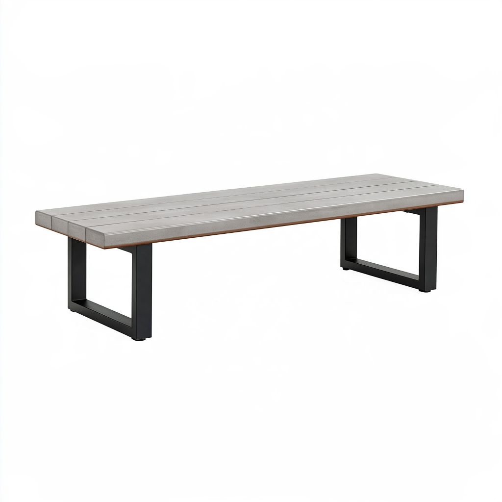 Banc de jardin 180 cm gris et noir en bois et métal style contemporain